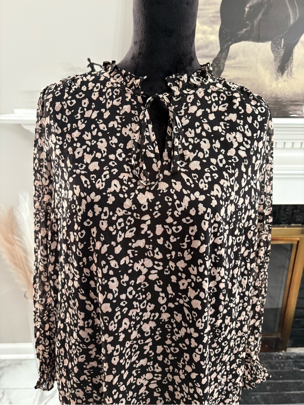 Ann Taylor Factory Black Mini Dress with Blush Floral Print - Picture 2 of 4
